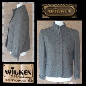 🔑Exquisite Vintage gray Wilken German tweed wool jacket 10